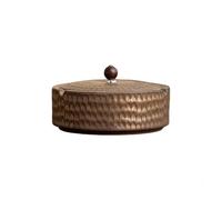 OWOHYG Cendrier De Bureau en Céramique Texturée, Idéal pour Le Bureau, La Maison, Le Salon Ou L'Hôtel. Cendrier Décoratif avec Couvercle, Facile À Nettoyer..Bruin