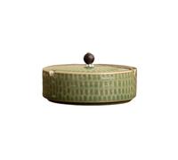OWOHYG Cendrier De Bureau en Céramique Texturée, Idéal pour Le Bureau, La Maison, Le Salon Ou L'Hôtel. Cendrier Décoratif avec Couvercle, Facile À Nettoyer..Green