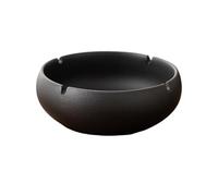 OWOHYG Cendrier De Bureau Rond en Céramique Noire, Grand Format, Résistant Au Vent, Idéal pour La Maison Ou Le Bureau. Facile À Nettoyer..S