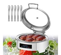 OWOHYG Chafing Dish Électrique Rond À Compartiments Simples Et Doubles, Chauffe-Plats De Buffet, Plateau Chauffant De 6 L, Chauffage Rapide Et Uniforme De 400 W - avec 5 Pinces Alime.