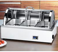 OWOHYG Chafing Dish en Acier Inoxydable pour Buffet, Chauffe-Plats Électrique De 9 L avec Écran Numérique Et Pince À Repas, Couvercle Transparent GN 1/2..All Steel Cover-GN 1/3