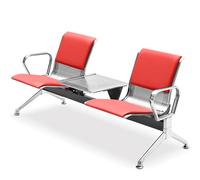 OWOHYG Chaise de Salle d'attente 2 Places avec accoudoirs et Table, Banc d'accueil à Structure métallique pour hôpital, Clinique, Bureau - Siège Bleu Confortable, Rouge, Taille Unique
