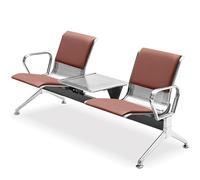 OWOHYG Chaise de Salle d'attente 2 Places avec accoudoirs et Table, Banc d'accueil à Structure métallique pour hôpital, Clinique, Bureau - Siège Confortable Bleu, Marron, Taille Unique