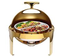 OWOHYG Chauffe-Plats Rond pour Buffet, Chauffe-Plats Et Chauffe-Plats Électriques, Chauffe-Plats Et Chauffe-Assiettes en Acier Inoxydable Doré - Chauffe-Plats Professionnel avec Couv.