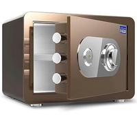 OWOHYG Coffres-Forts Et Boîtes De Verrouillage pour La Maison, Tout en Acier, Petit Format, Ignifuge Et Étanche, Panneau en Acier Inoxydable, Serrure Mécanique Haute Sécurité pour l'argent (Marron)