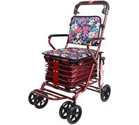 OWOHYG Déambulateur, déambulateur Rouge de Luxe - Déambulateur Pliable à 4 Roues, déambulateurs, Acheter des légumes, Petit Chariot, Vieux Chariot, C'est très Gentil de Votre Part