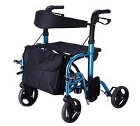 OWOHYG Déambulateurs pour Personnes âgées, Hauteur réglable, Chariot de Courses Bleu, Fauteuil Roulant Manuel Pliable, Multifonction, Canne antidérapante avec hôpital. C'est si Gentil de Votre Part.