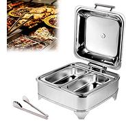 OWOHYG Ensemble De Buffet Chafing Dish, Chauffe-Plats Électriques De 6 litres en Acier Inoxydable pour Réceptions Et Buffets, Chauffe-Plats avec Contrôle De Température, Gn1/1.Gn1/2
