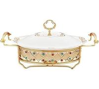 OWOHYG Ensemble De Buffet Chafing Dish De Chef, Décoré De Diamants, Comprenant Un Chafing Dish Et Un Chauffe-Plat, Idéal pour Les Buffets, Les Réceptions Et Les Fêtes. A-1L.A-2l