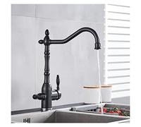 OWOHYG Ensemble de Couvercle de Robinet de Salle de Bain en Or de Luxe monté sur Le Pont mélangeur d'eau Chaude et Froide Double poignées en céramique Robinet d'évier de Purification d'e