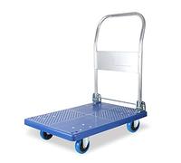 OWOHYG Flatbed Hand Cart with Foldable Handle and 360 Degree Swivel Wheels for Heavy Duty Transport and Easy Storage