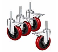 OWOHYG Heavy Duty Casters Set of 4 Industrial Dual Locking Swivel Wheels with Brake PU Wear Resistant Replacement for Furniture & Trolleys (One Color 3inch),One Color,3inch