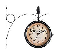 OWOHYG Horloge Murale D'Extérieur Résistante Aux Intempéries, Horloge Murale De Jardin Double Face, Ornements De Jardin en Fer, Facile À Lire, Chronométrage Précis, Créativité, Style Européen