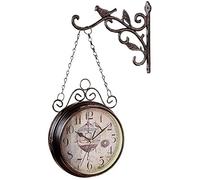OWOHYG Horloge Murale D'Extérieur Résistante Aux Intempéries, Horloges Murales De Jardin Double Face, Ornements De Jardin en Fer Forgé, Horloge Décorative Murale Facile À Lire