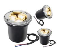 OWOHYG Lot De 3 Spots LED D'Extérieur Encastrables Au Sol, Éclairage De Paysage À LED 3 W, Éclairage De Sol/Terrasse/Marche/Escalier (Lumière Jaune AC)