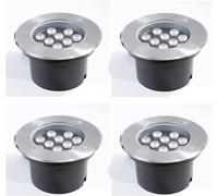 OWOHYG Lot De 4 Spots LED Encastrés dans Le Sol, Étanches Ip66, Ronds, pour Jardin, Allée, Terrasse, Marches, Paysage (Blanc 15 W)