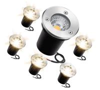 OWOHYG Lot De 6 Spots Encastrés D'Extérieur - Lampadaire Rond 3 W, Spot LED pour Puits De Lumière/Mini Spot D'Extérieur COB/Éclairage Paysager Étanche Ip67 (Blanc (3 W))