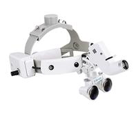 OWOHYG Loupe binoculaire 2,5X/3,5X avec Bandeau et éclairage LED, Distance interpupillaire réglable, Grand Champ de Vision, pour dentisterie et Chirurgie esthétique, Blanche, 2,5X