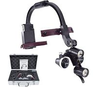 OWOHYG Loupes binoculaires chirurgicales dentaires, loupes binoculaires 2,5X/3,5, Serre-tête avec éclairage LED, loupes binoculaires médicales, boîte en Aluminium, 2,5
