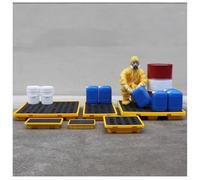 OWOHYG Modular Spill Containment Platforms in Various Sizes, Spill Containment Platform with Grate Cover, Leak-Proof Plastic Pallet for Industrial Parks and Warehouses,Yellow-130 * 130 * 30cm