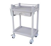 OWOHYG Movable Hand Trucks Heavy-Duty 2-Shelf Beauty Carts with Drawers and Wheels, Abs Rolling Trolley with Dirt Bucket, Load Bear 150Kg