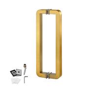 OWOHYG Poignée carrée pour Porte battante en Verre, Surface polie Lisse, Barre d'appui pour Portes intérieures et extérieures, Chrome Poli Miroir, Or, 52,5 cm