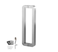 OWOHYG Poignée carrée pour Porte battante en Verre, Surface polie Lisse, Barre d'appui pour Portes intérieures et extérieures, Chrome Poli Miroir, Argent, 82,5 cm