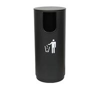 OWOHYG Poubelle ménagère intérieure/extérieure, Poubelle cylindrique en métal avec Couvercle, Ouverture en U, Poubelle Commerciale Moderne pour la Maison et l'extérieur (Noir 3, Noir, 35
