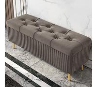 OWOHYG Pouf Coffre en Velours avec Pieds en métal doré, Style Moderne, idéal en Bout de lit, pour Salon, Chambre ou entrée. Capitonné. Dimensions : 80 x 40 x 45 cm, E, 100 x 40 x 45 cm.