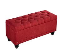 OWOHYG Pouf d'entrée en Bois Massif Jaune de Style Nordique, Confortable et résistant, idéal pour Une Chambre, au Pied d'un canapé ou d'un lit. 40 cm de Hauteur, Rouge, 80 x 40 x 45 cm.