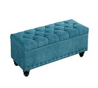 OWOHYG Pouf d'entrée en Bois Massif Jaune de Style Nordique, Confortable et résistant, idéal pour Une Chambre, canapé ou Pied de lit. 40 cm de Hauteur, Bleu lac, 150 x 40 x 45 cm.