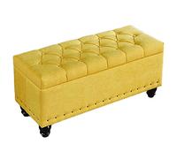 OWOHYG Pouf d'entrée en Bois Massif Jaune de Style Nordique, Confortable et résistant, idéal pour Une Chambre, Un canapé ou Un lit. Dimensions : 40 cm x 80 x 40 x 45 cm.