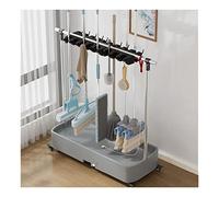 OWOHYG Professional Cleaning Cart with Mop Holder Mobile nizer for Cleaning Supplies Stainless Steel Umbrella Stand Garden Tool Trolley Grey/Yellow/Blue Color Options. (Gris 92cm),Gris,92cm,10slots