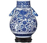 OWOHYG Sculpture Vase Vase Céramique Artisanat Fait Main Double Oreille Dragon Motif Hôtel Salon de Thé Accessoires Artisanat
