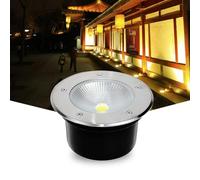 OWOHYG Spot LED Encastré Au Sol - Projecteur COB, Éclairage De Jardin Enterré, Applique Murale Ronde Ip65, pour Éclairage Paysager Décoratif Extérieur, Allée, Terrasse, Place (Blanc Chaud 10 W)