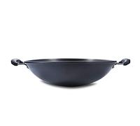 OWOHYG Wok en Fonte Vraiment Inoxydable, Épaissi Et Approfondi, Wok en Fer À Fond Rond À Double Oreille À L'Ancienne, 47 Cm