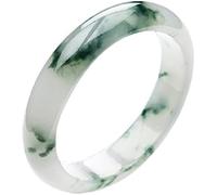 OWOHYG Women's White Background Floating Green Flower Jade Bangle Bracelet, Women's Round Bar Jade Bangles, for Mother, for Girlfriend, with Jewelry Box, 54-64Mm,64Mm