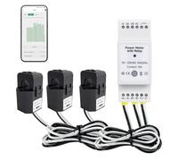 OWON Compteur d'énergie intelligent Wi-Fi avec relais, compatible Tuya pour système monophasé/triphasé, contact sec 16 A, surveillance en temps réel de la tension et des performances, Alexa et Google