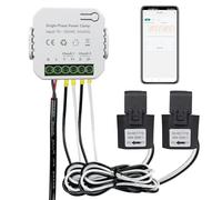 OWON Moniteur d'énergie Wi-Fi bidirectionnel avec 2 pinces, compteur d'énergie intelligent 80 A pour électricité monophasée. Compteur de puissance WiFi pour surveillance de l'électricité en temps réel