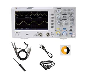 OWON SDS1102 Oscilloscope à stockage numérique avec 2 canaux, taux d'échantillonnage 1 GS/s, écran LCD haute résolution de 17,8 cm, bande passante 100 MHz, kit oscilloscope professionnel portable