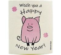 OWOSCHFETZN Lingette Éponge "Happy New Year" - Cochon Ben