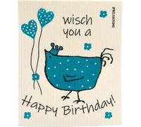 OWOSCHFETZN Lingette Éponge "Poule Berta - Happy Birthday" - Pétrole