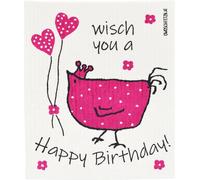OWOSCHFETZN Lingette Éponge "Poule Berta - Happy Birthday" - Rose