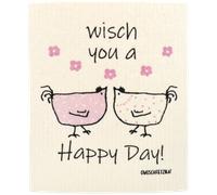 OWOSCHFETZN Lingette Éponge "Poule Berta - Happy Day" - Rose