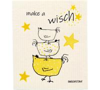 OWOSCHFETZN Lingette Éponge "Poule Berta - Make a Wisch" - Jaune