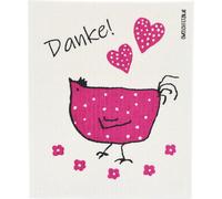 OWOSCHFETZN Lingette Éponge "Poule Berta - Merci" - Rose