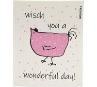 OWOSCHFETZN Lingette Éponge "Poule Berta - Wonderful Day" - Rose