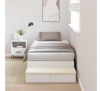 Owox Lit simple 90 x 200 cm, blanc, en bois dérivé du bois, 2 tiroirs, espace de rangement, avec montage