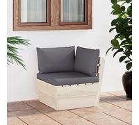 Owoxanth Canapé d'angle Anthracite 60 x 60 x 65 cm Bois d'épicéa avec rembourrage résistant aux intempéries Design en palette pour balcon, terrasse, salon