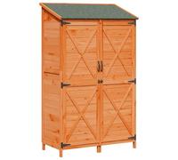 Owoxanthellate Abri de jardin en bois marron 106 x 56 x 176,5 cm | Abri compact pour terrasse et jardin. Avec porte d'aération et toit en asphalte incliné pour un rangement en extérieur.